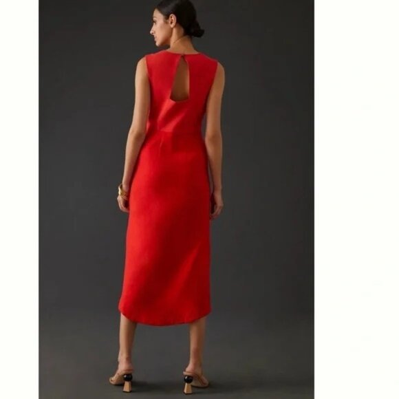 NWT Anthropolgie Maeve Red Squarneck Dress 14 - Picture 4 of 16